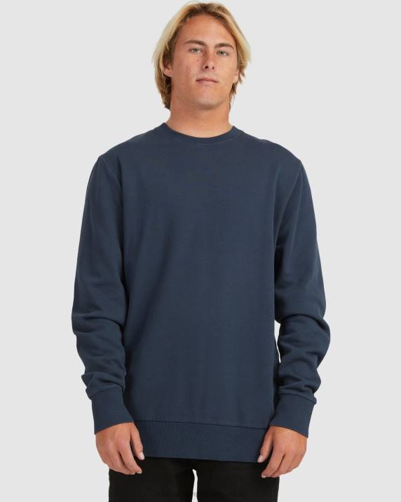 Men Navy Billabong Overdyed Crewneck Sweatshirt 80P8561