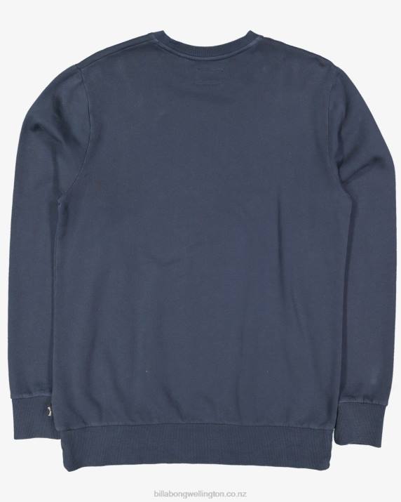 Men Navy Billabong Overdyed Crewneck Sweatshirt 80P8561