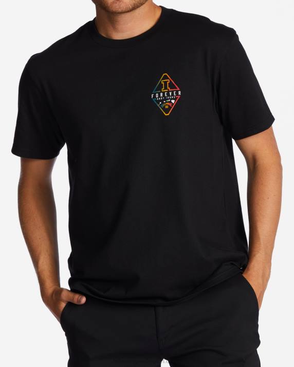 Men Black Billabong Andy Irons Diamond Short Sleeve T-Shirt 80P8655