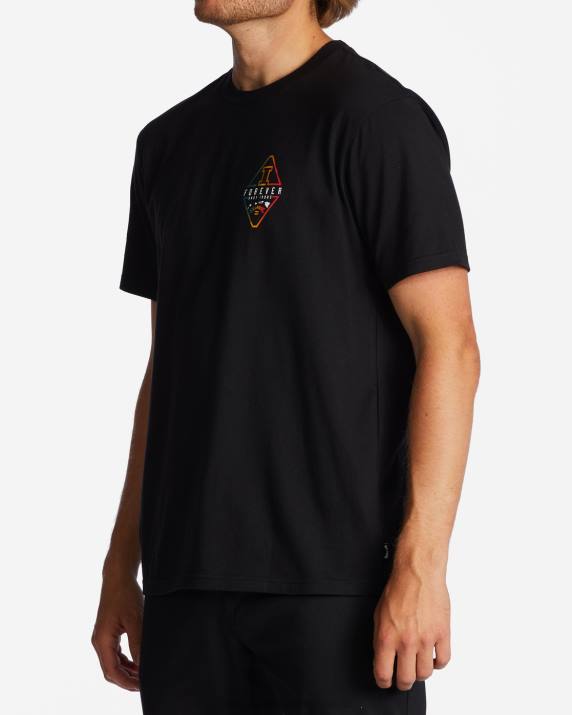 Men Black Billabong Andy Irons Diamond Short Sleeve T-Shirt 80P8655