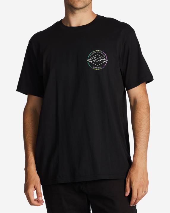Men Black Billabong Rotor Diamond T-Shirt 80P8559