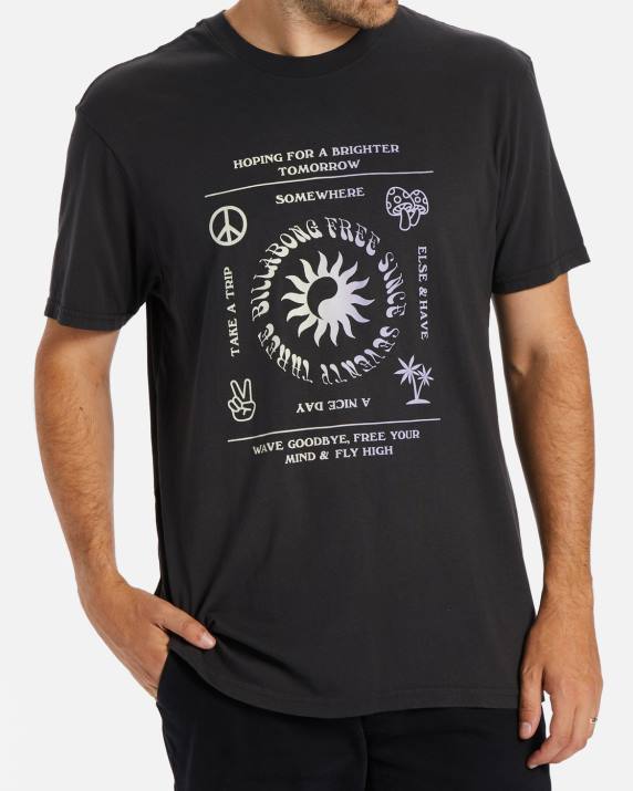 Men Charcoal Billabong Trippin Short Sleeve T-Shirt 80P8566