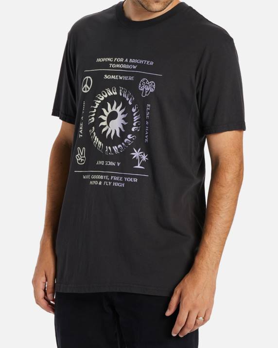 Men Charcoal Billabong Trippin Short Sleeve T-Shirt 80P8566