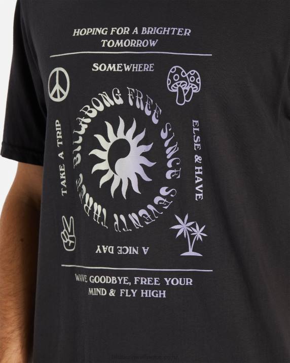 Men Charcoal Billabong Trippin Short Sleeve T-Shirt 80P8566