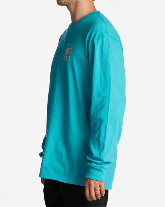 Men Dark Mint Billabong Contrast OG Long Sleeve T-Shirt 80P8632