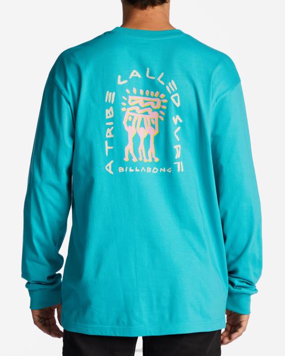 Men Dark Mint Billabong Contrast OG Long Sleeve T-Shirt 80P8632