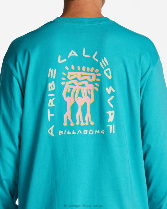 Men Dark Mint Billabong Contrast OG Long Sleeve T-Shirt 80P8632