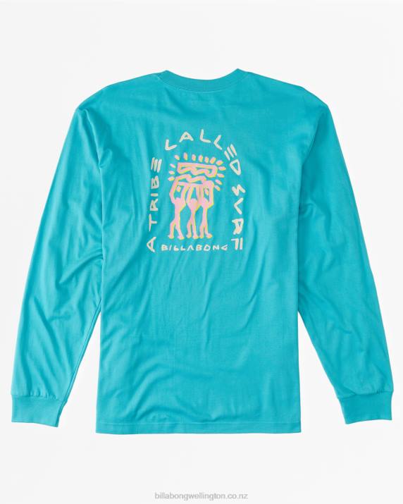 Men Dark Mint Billabong Contrast OG Long Sleeve T-Shirt 80P8632