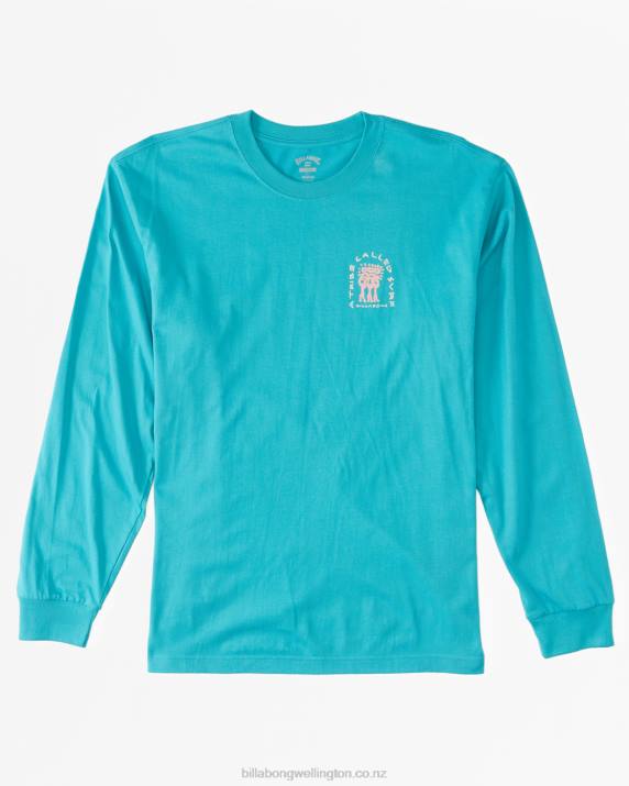 Men Dark Mint Billabong Contrast OG Long Sleeve T-Shirt 80P8632