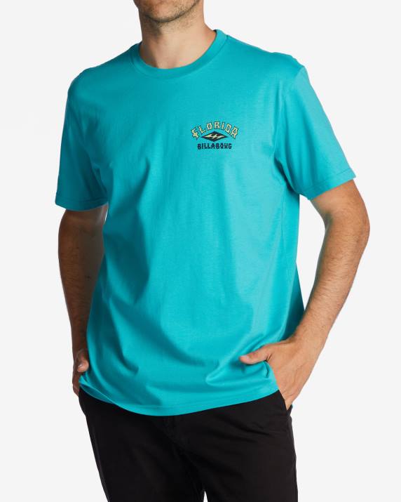 Men Dark Mint Billabong Florida Arch T-Shirt 80P8400