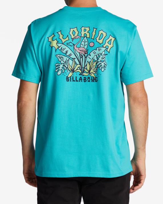 Men Dark Mint Billabong Florida Arch T-Shirt 80P8400