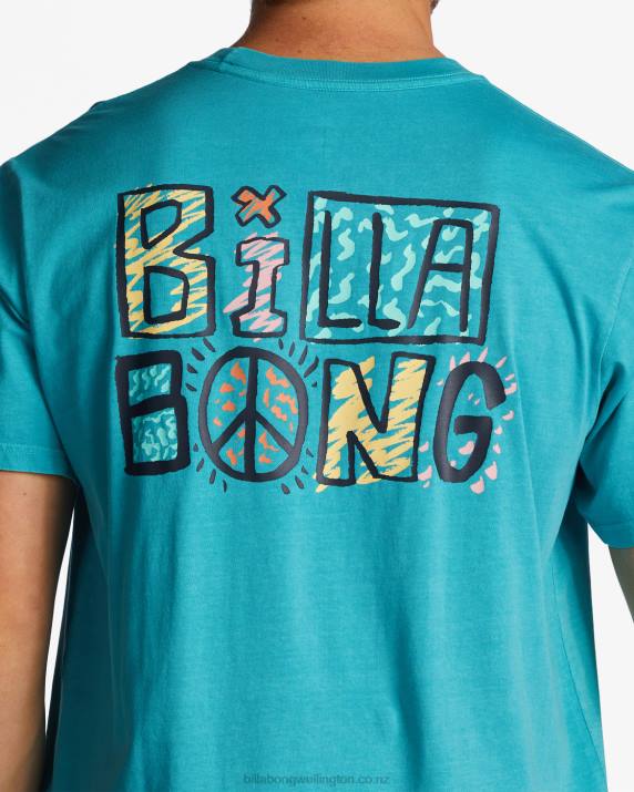 Men Dark Mint Billabong Worded T-Shirt 80P8620