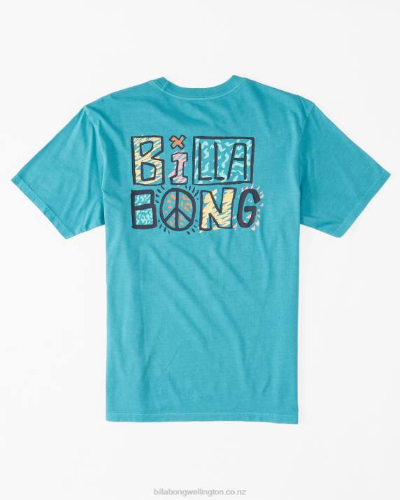 Men Dark Mint Billabong Worded T-Shirt 80P8620