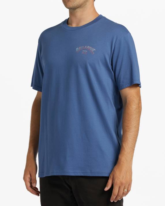 Men Dusty Blue Billabong Arch Fill T-Shirt 80P8316