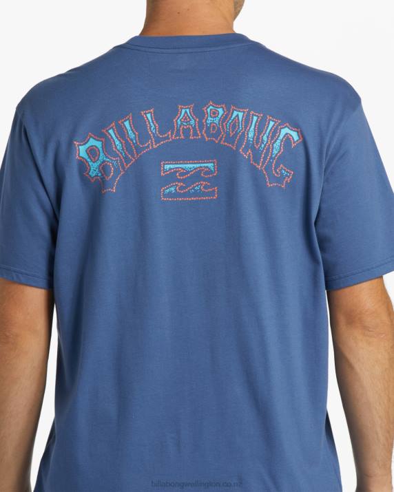 Men Dusty Blue Billabong Arch Fill T-Shirt 80P8316