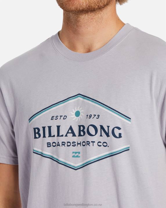 Men Grey Violet Billabong Walled Short Sleeve T-Shirt 80P8528