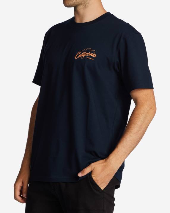 Men Navy Billabong CA Greeter T-Shirt 80P8340