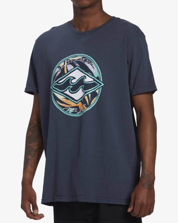 Men Navy Billabong Rotor Diamond Short Sleeve T-Shirt 80P8630
