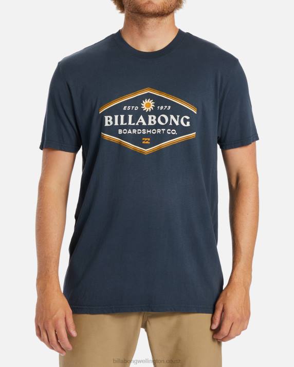 Men Navy Billabong Walled Short Sleeve T-Shirt 80P8538