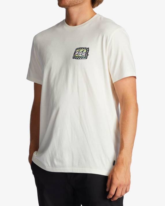 Men Off White Billabong Crayon Wave T-Shirt 80P8589