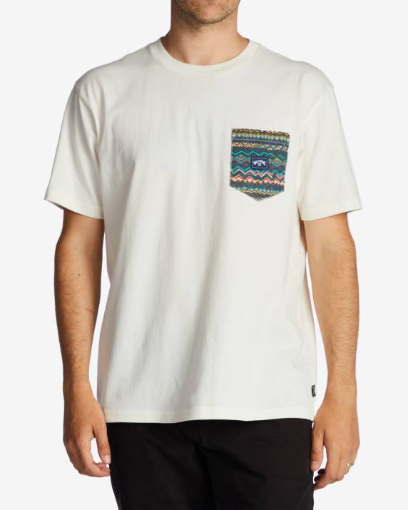 Men Off White Billabong Team Pocket T-Shirt 80P8654