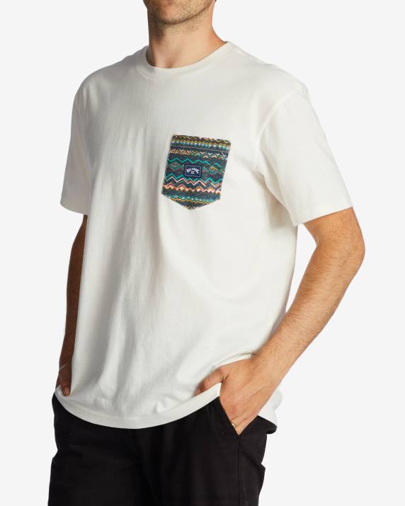 Men Off White Billabong Team Pocket T-Shirt 80P8654