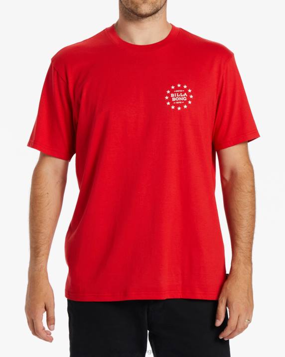 Men Red Billabong Star Spangled T-Shirt 80P8430