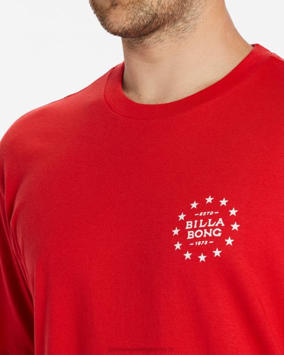 Men Red Billabong Star Spangled T-Shirt 80P8430