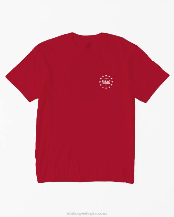 Men Red Billabong Star Spangled T-Shirt 80P8430