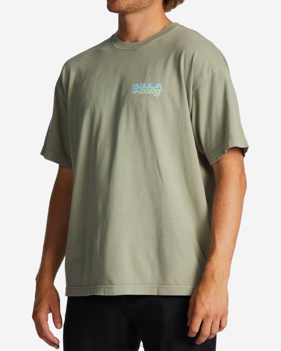 Men Sage Billabong Collision OG Short Sleeve Wave Washed T-Shirt 80P8540