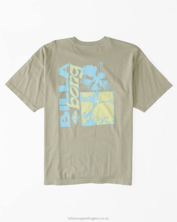 Men Sage Billabong Collision OG Short Sleeve Wave Washed T-Shirt 80P8540