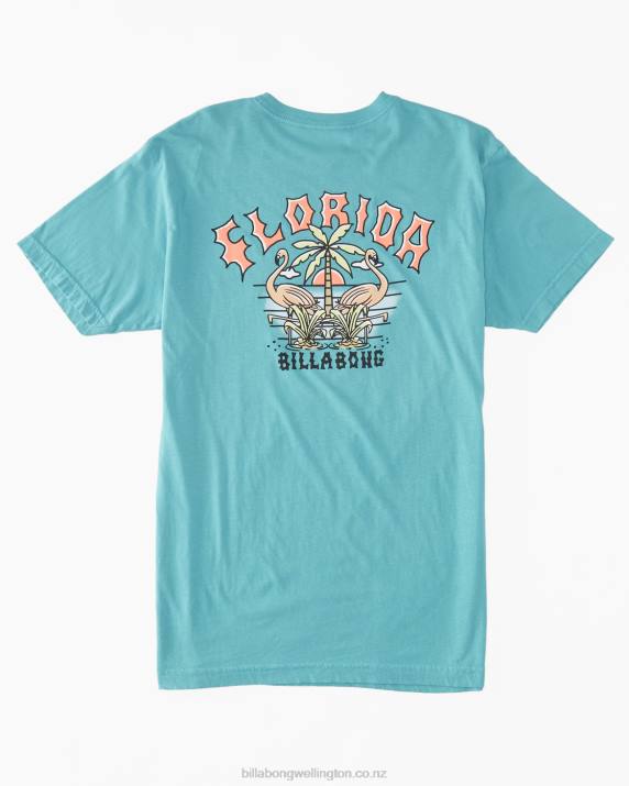 Men Seagreen Billabong Flamingo Arch T-Shirt 80P8336