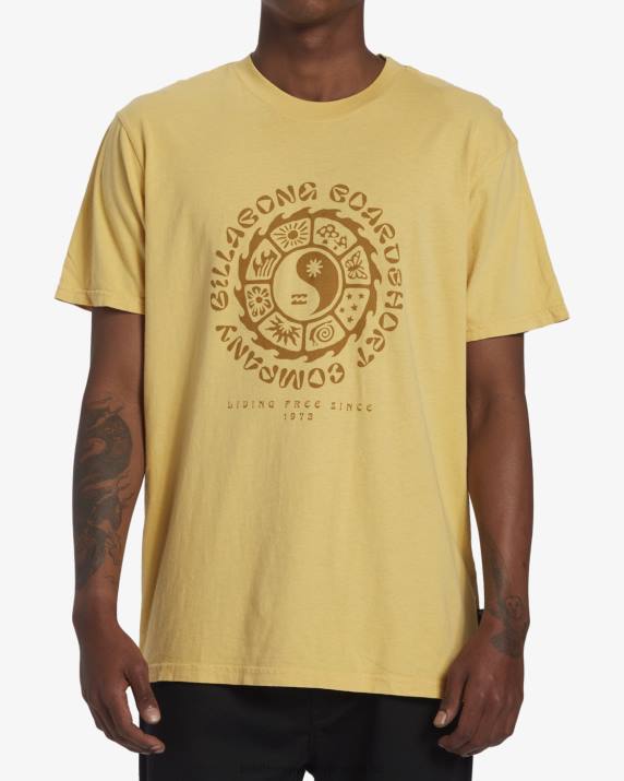 Men Straw Billabong Connection Short Sleeve T-Shirt 80P8587