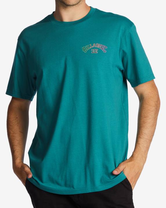 Men Teal Billabong Arch Fill T-Shirt 80P82818