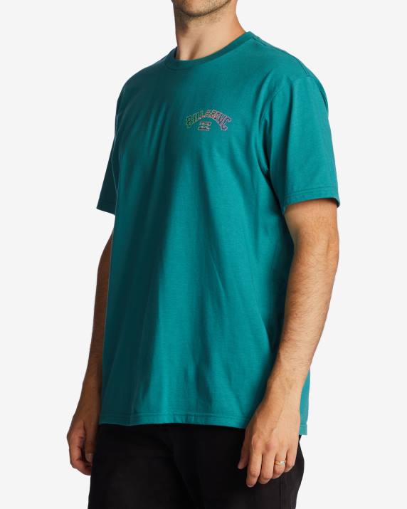 Men Teal Billabong Arch Fill T-Shirt 80P82818