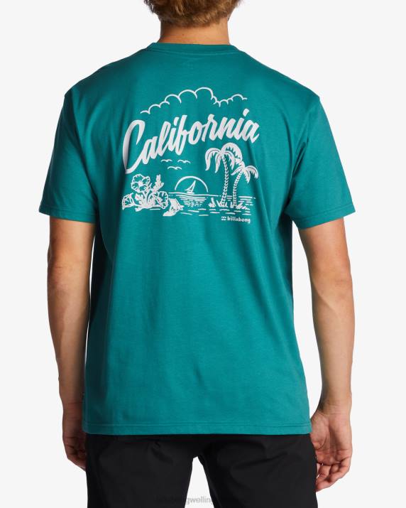 Men Teal Billabong CA Greeter T-Shirt 80P8434