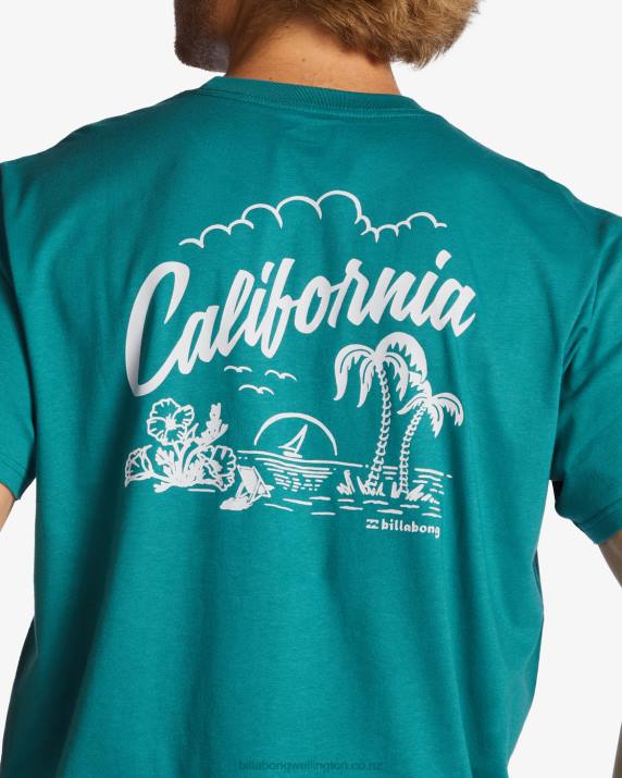 Men Teal Billabong CA Greeter T-Shirt 80P8434