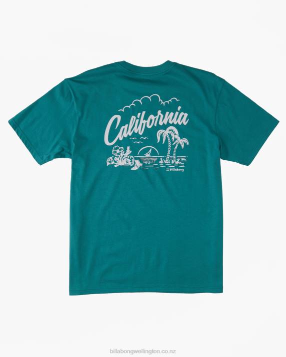 Men Teal Billabong CA Greeter T-Shirt 80P8434