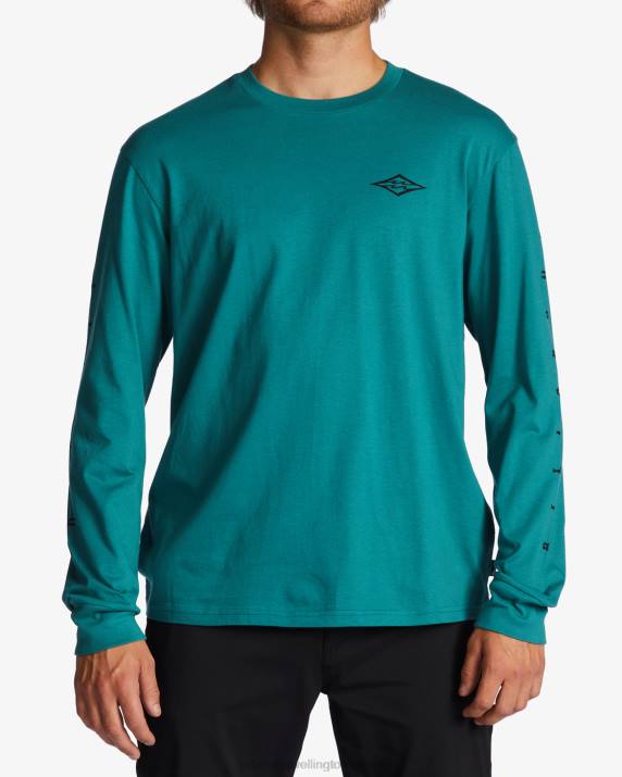 Men Teal Billabong Unity Long Sleeve T-Shirt 80P8659