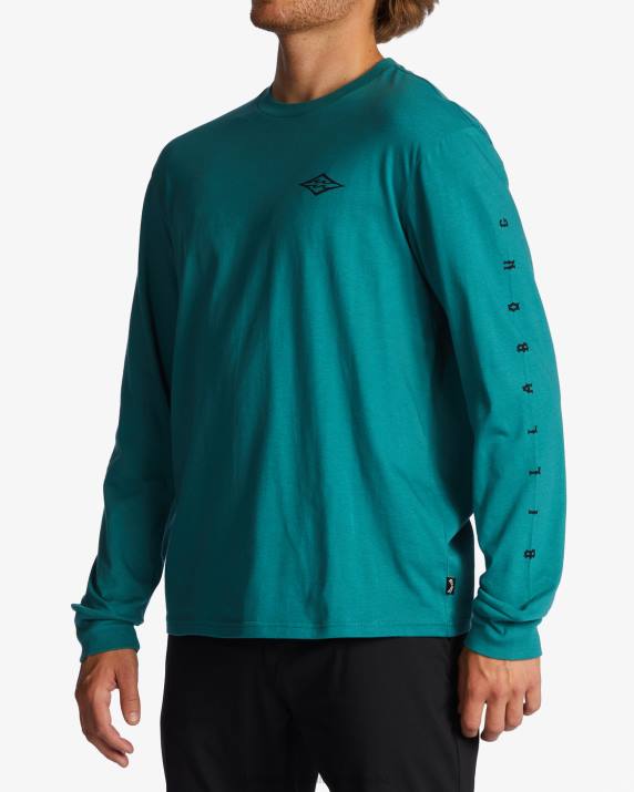 Men Teal Billabong Unity Long Sleeve T-Shirt 80P8659