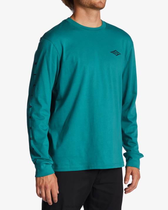 Men Teal Billabong Unity Long Sleeve T-Shirt 80P8659