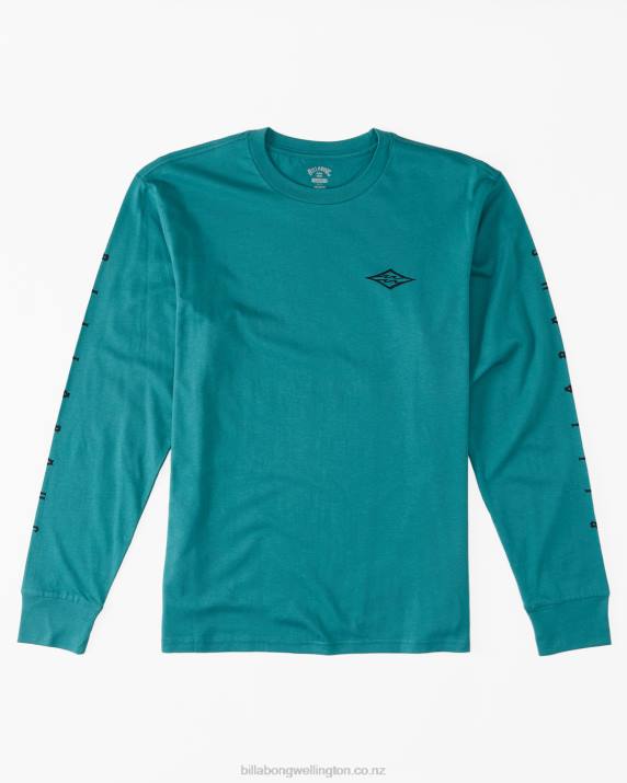 Men Teal Billabong Unity Long Sleeve T-Shirt 80P8659