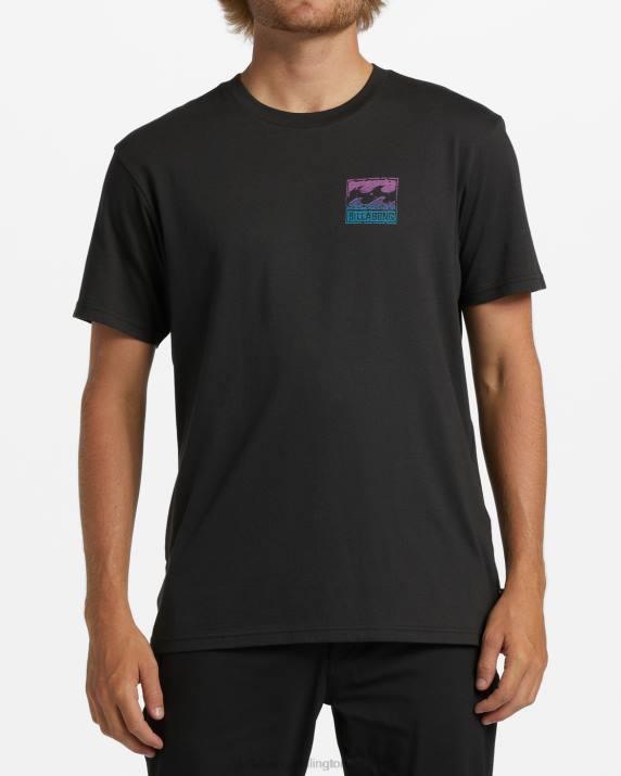 Men Washed Black Billabong Crayon Wave T-Shirt 80P8320