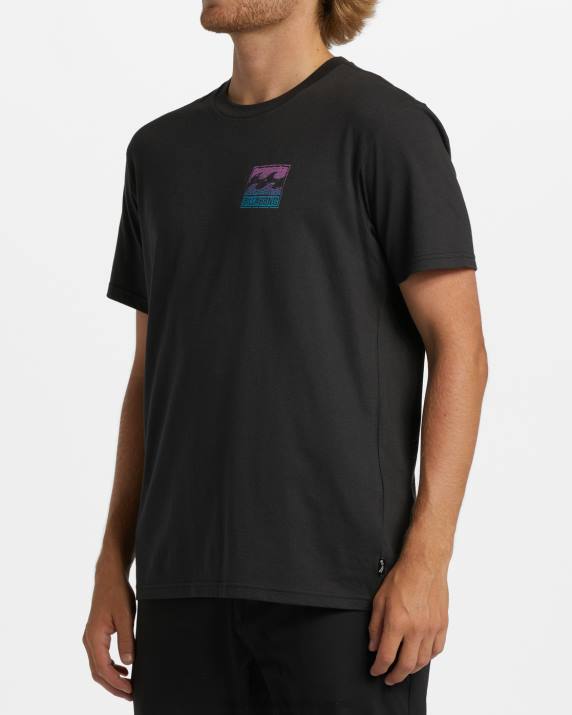 Men Washed Black Billabong Crayon Wave T-Shirt 80P8320