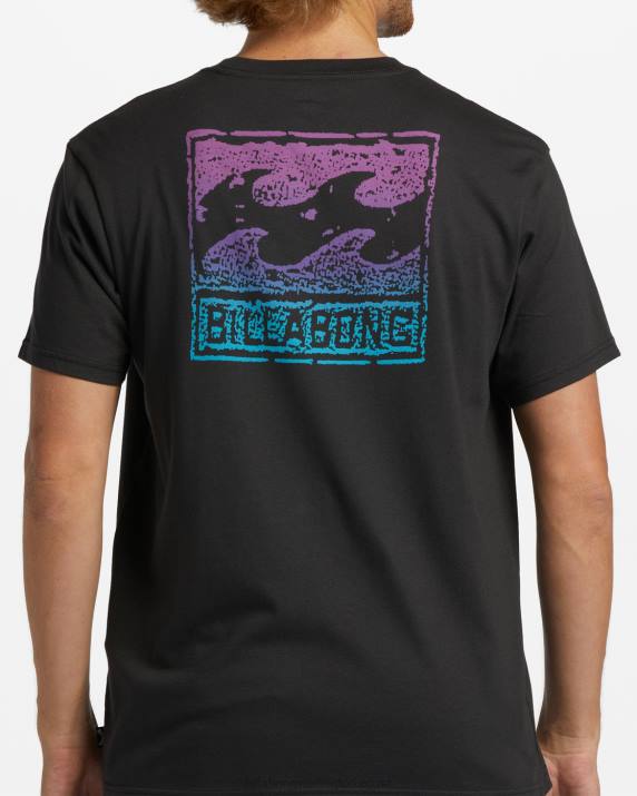Men Washed Black Billabong Crayon Wave T-Shirt 80P8320