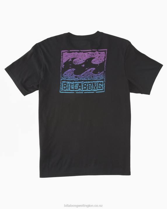 Men Washed Black Billabong Crayon Wave T-Shirt 80P8320