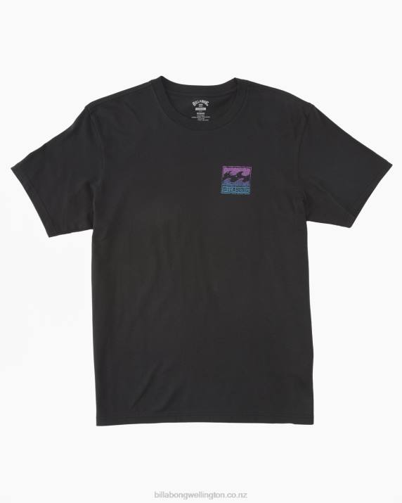 Men Washed Black Billabong Crayon Wave T-Shirt 80P8320