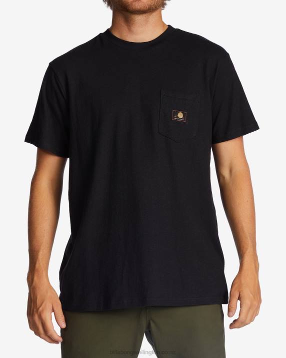 Men Washed Black Billabong Hemp Pocket T-Shirt 80P8467
