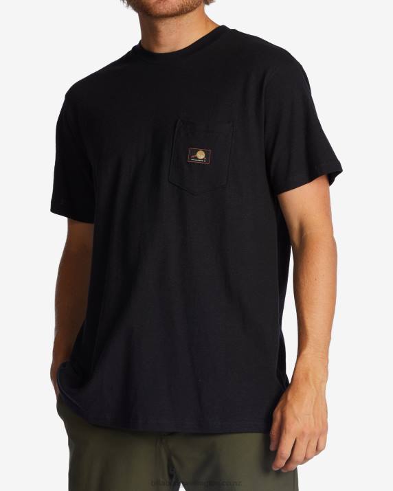 Men Washed Black Billabong Hemp Pocket T-Shirt 80P8467