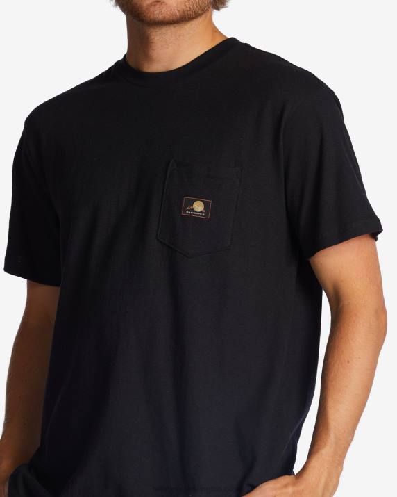 Men Washed Black Billabong Hemp Pocket T-Shirt 80P8467